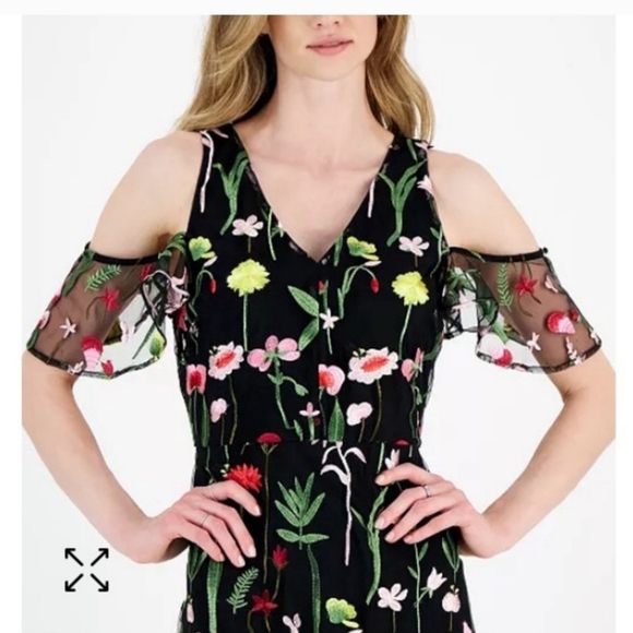 Sam Edelman Women's Fresh Cut Embroidery Cold Shoulder Midi Dress NWT size 10 - Picture 6 of 14